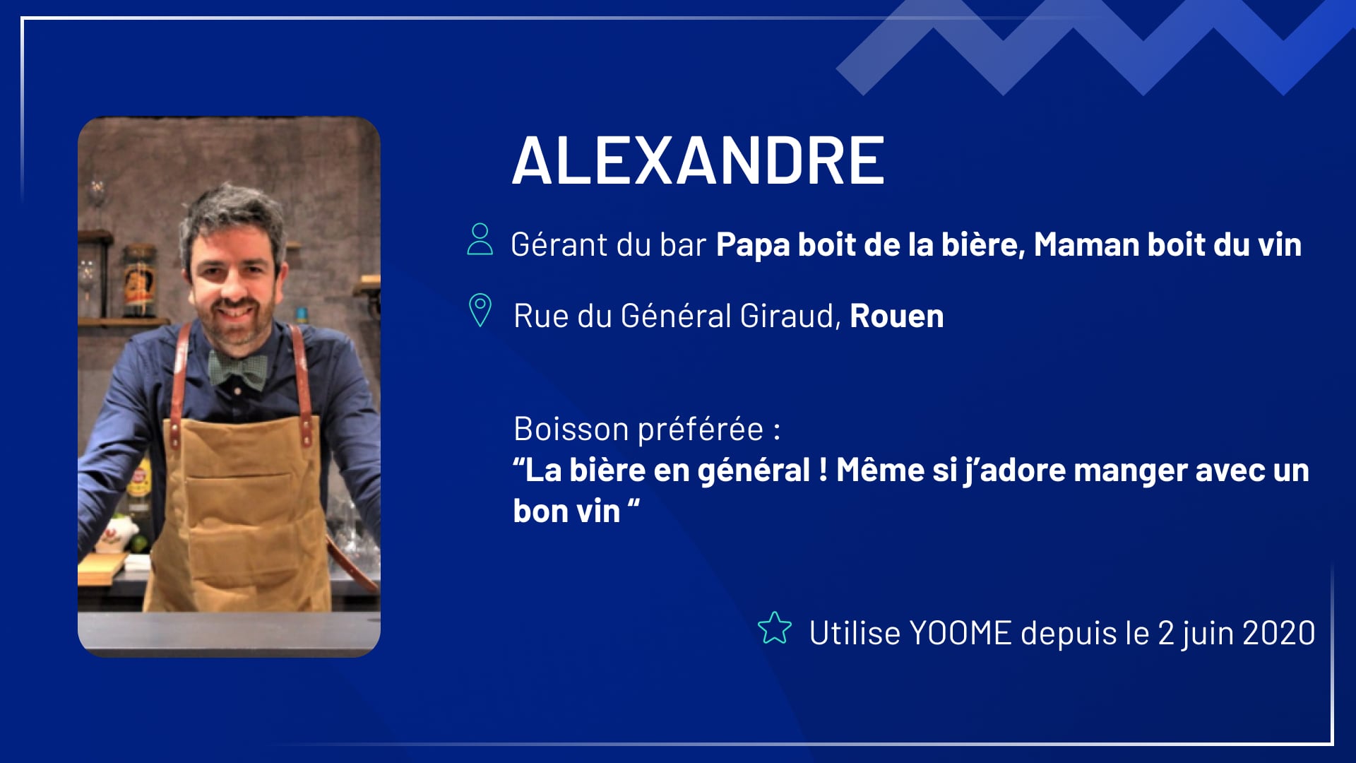Description Alexandre, papa boit de la bière